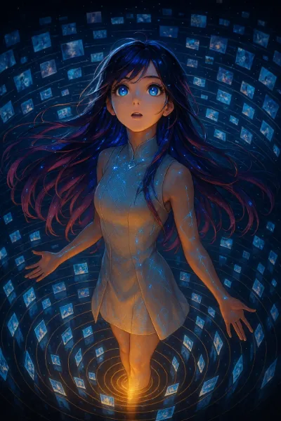 青髪少女のデジタル記憶渦