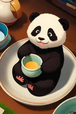 小さなパンダのお茶時間
