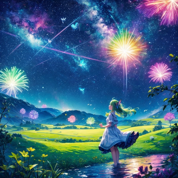 星空を見上げる少女