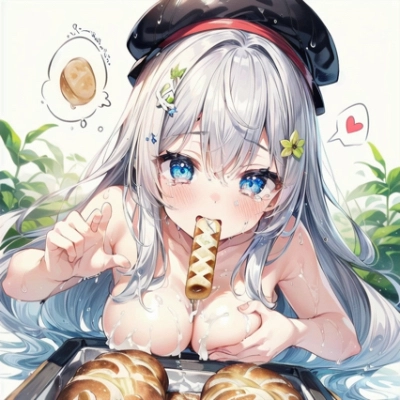 大きなパンと銀髪ちゃん