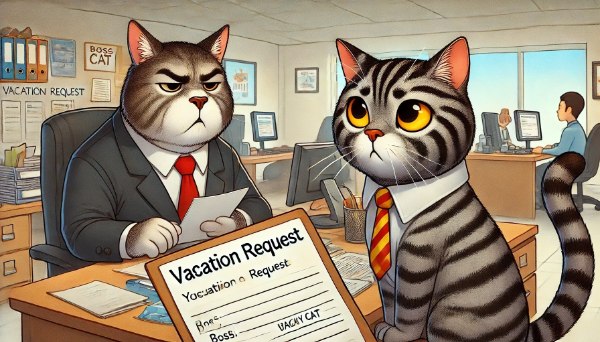 休暇を申請している猫さん