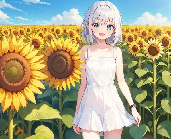 ひまわり畑にて