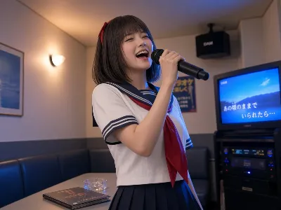熱唱するセーラー服の少女
