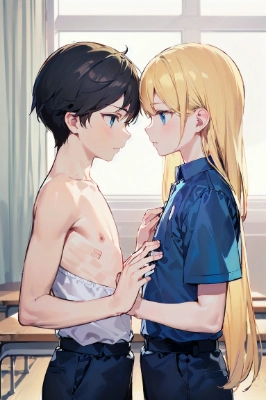 喧嘩してる2人の少年、、、？