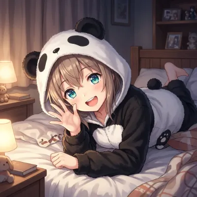 パンダの着ぐるみで夜語