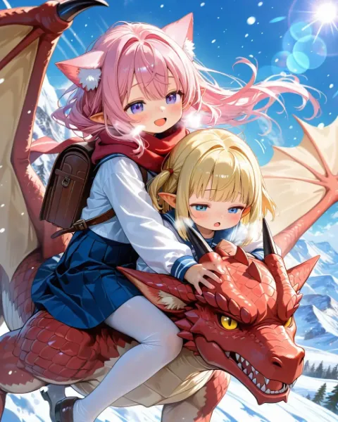 12枚）ドラゴンとケモ耳エルフさん