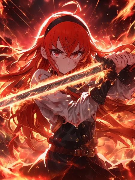 炎を纏った剣を持つ無職転生のエリス🔥