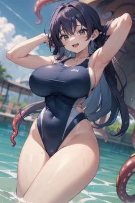 触手と水着