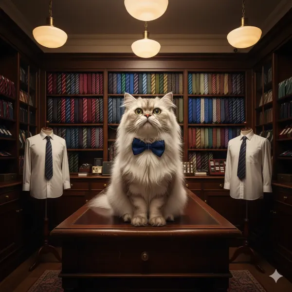 ネクタイ店の猫店長の秘密会議