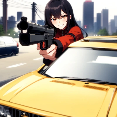 銃を持つ女性