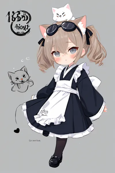 猫耳メイドの不機嫌パートナー(自動でチビキャラになるモデル？)