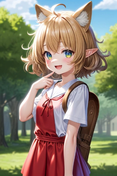 通学中のケモ耳エルフさん