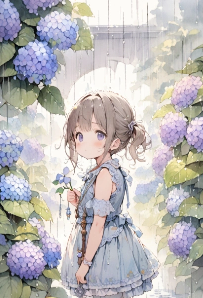 雨と紫陽花。