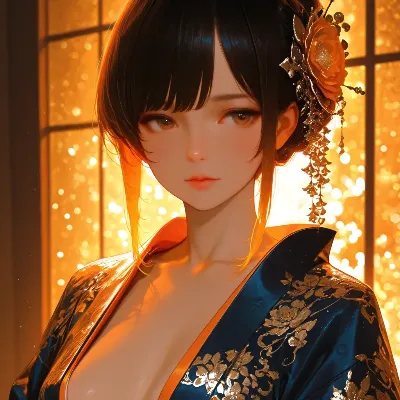 黄金の光に輝く美女