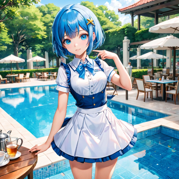 プールサイドのウエイトレスさん