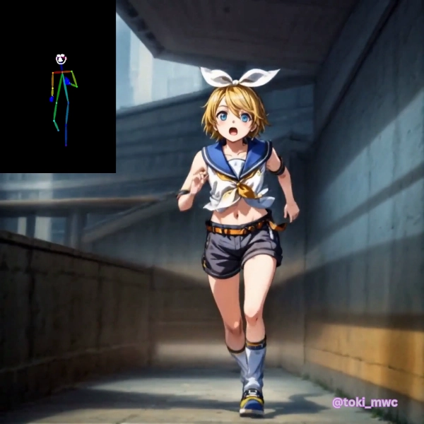 鏡音リンの登場【AnimateDiff × OpenPose】