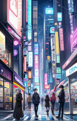 夜の街中