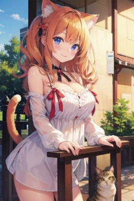 美少女　猫