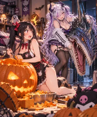 🎃かぼちゃの灯りとドラゴンの咆哮 お題「ハロウィン・イブ」