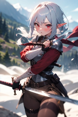 剣で戦うエルフ