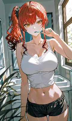 赤髪サイドテール　ルームウェア