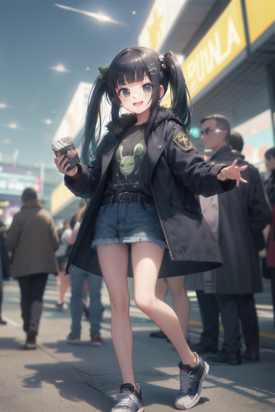 映画のチケットを持つツインテ娘