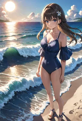 陽光降り注ぐビーチでの夏の出会い