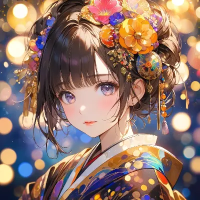 華やかな花飾りの少女