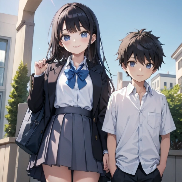 背の高い女の子と背の低い男の子のカップル