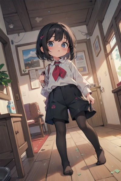 部屋にいる黒タイツの少女