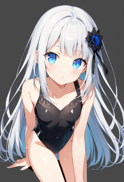 黒い花の白髪少女