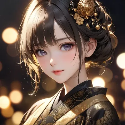 金色の着物を纏う美女