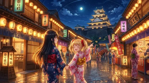 夜の城下町アミューズメント
