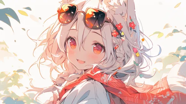 陽光に輝く白狐少女の夏冒険