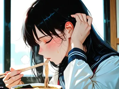 汗ばむ頰で味わう放課後のラーメン
