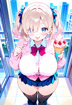 アイスを食べるツインテちゃん