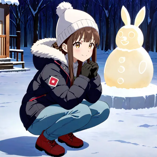 うさぎの雪像