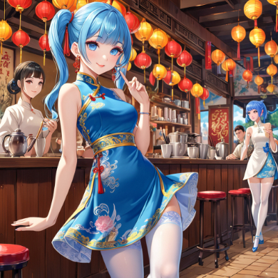 お昼の青髪さん