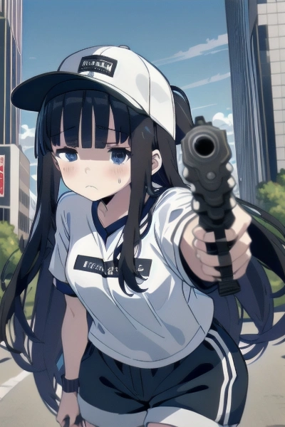 ランカちゃんの銃構え