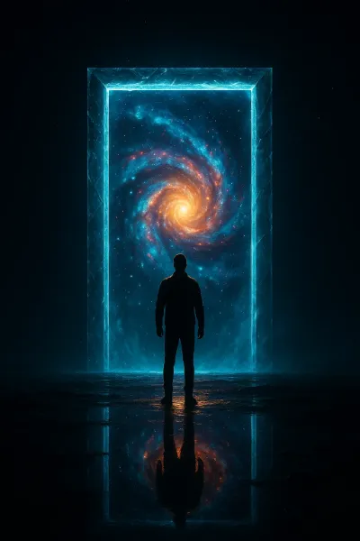 宇宙の扉へ踏み出す冒険者