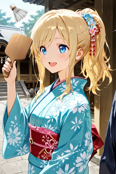 浴衣少女の夏祭り微笑み