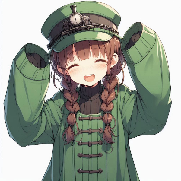 萌え袖の機関士の女の子