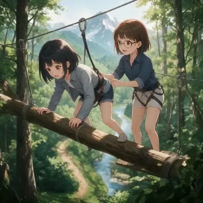 森の丸太橋