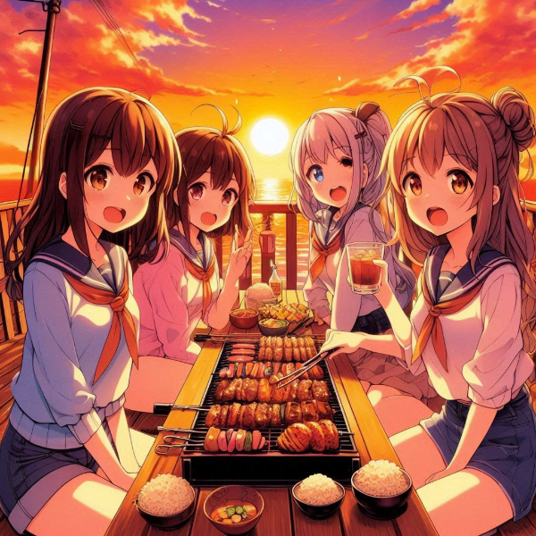 夕暮れの焼肉女子会