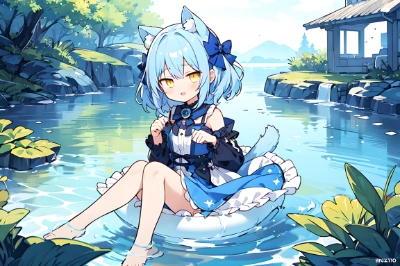 川で遊ぶ女の子