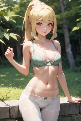 金髪白タイツ女子