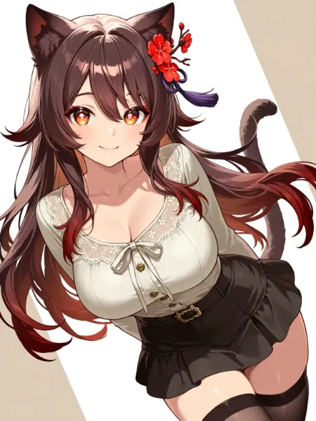 梅の花と猫耳娘