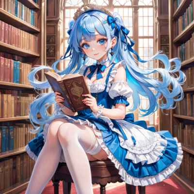書庫と青髪さん