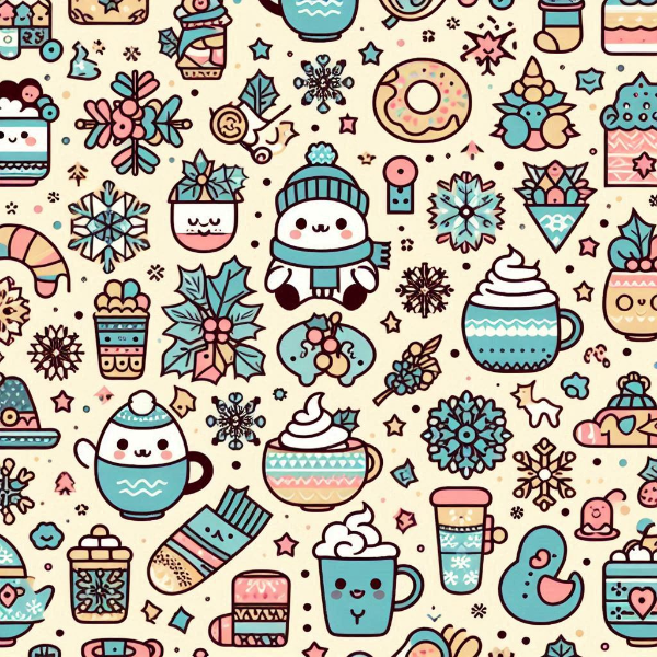 パターン_37 ポップな雪と冬