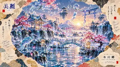 水幻郷に舞う青鷺の祈り